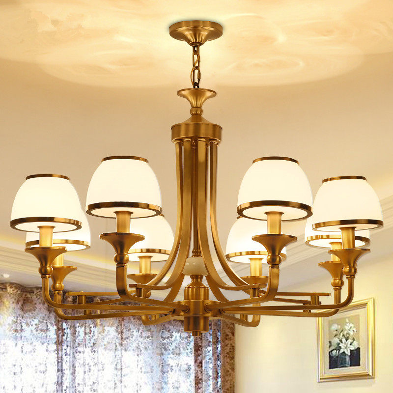 美式乡村田园全铜客厅灯欧式餐厅卧室设计师别墅创意大气复古吊灯