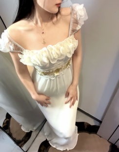仙子狗尾巴花原创设计法式高级感白色连衣裙子女夏季2026年新款