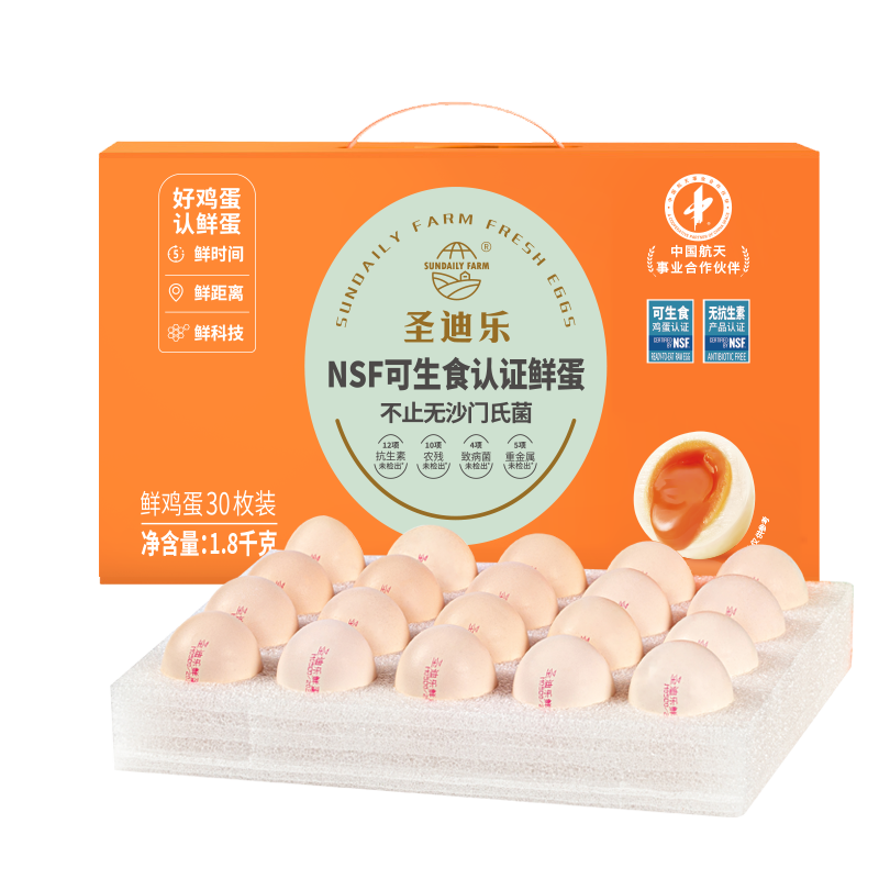 【囤货更合适】实体卡 圣迪乐村可生食大鸡蛋30枚X12盒年货礼卡