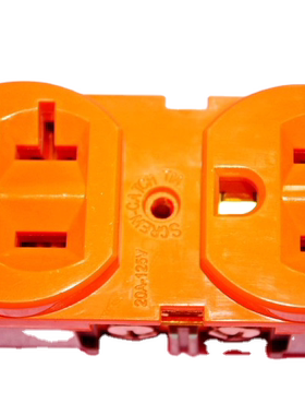 美式双联插座 美规两位六孔工业插头插座 橙色 不带支架 SS-6B-2