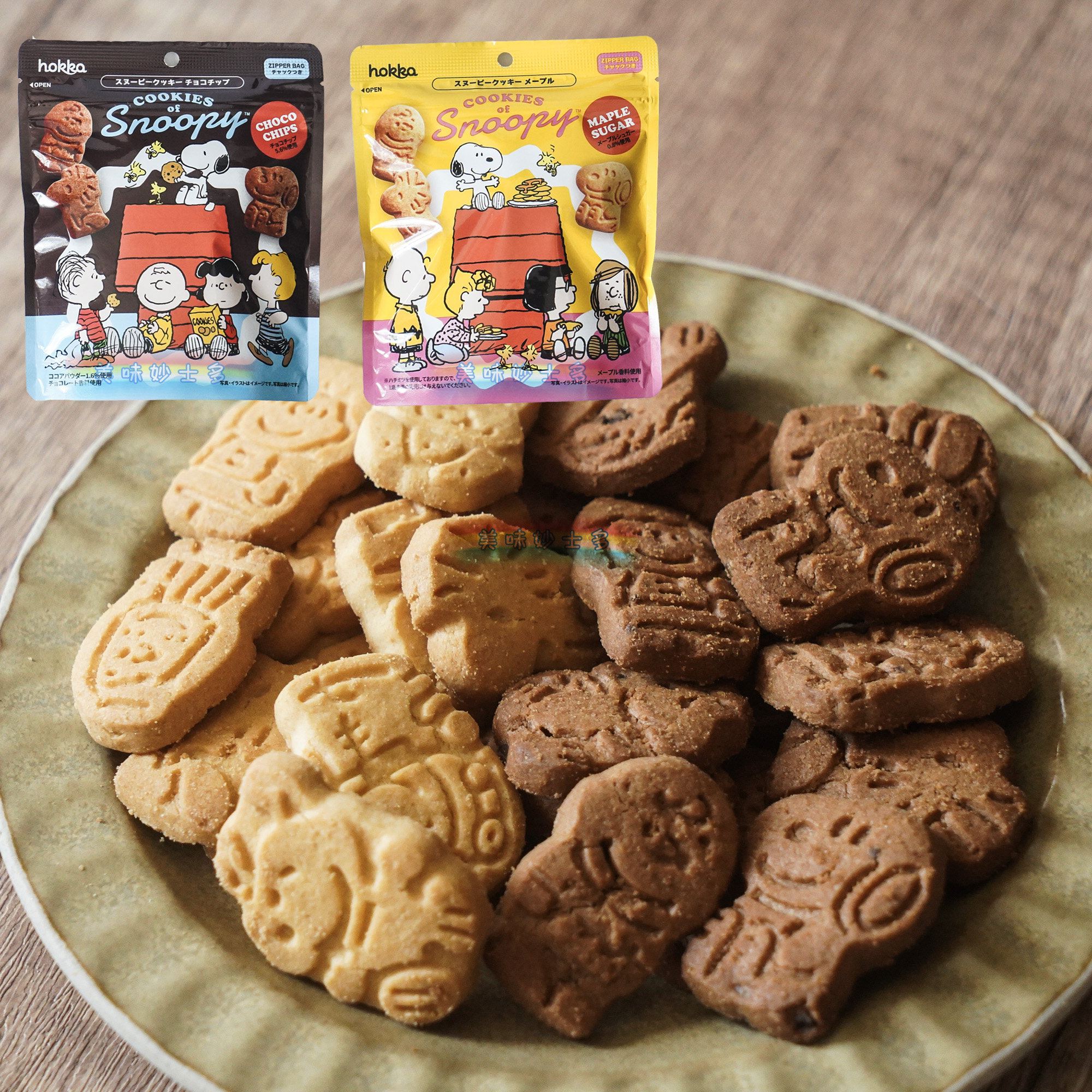 日本北陆制果 hokka史努比枫糖味/巧克力饼干55g 卡通儿童饼干