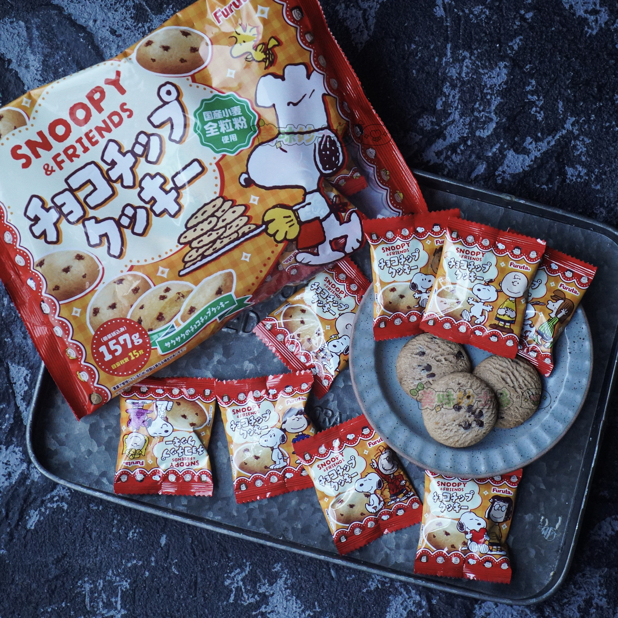 日本进口 富璐达巧克力味香浓曲奇饼干（史努比系列）150g*15枚