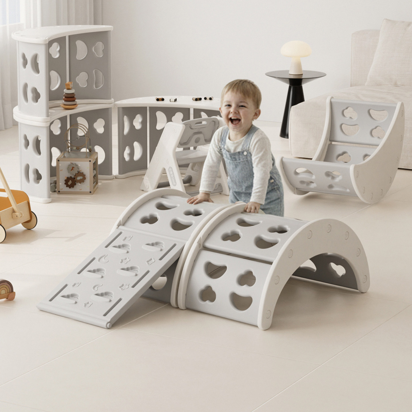 乐婴坊攀爬架室内儿童家用感统训练器材多功能收纳架摇摇床小户型