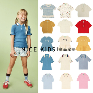 ins风SS26丹麦F系列春夏新品 条纹针织polo拼色T恤 男女宝宝童装