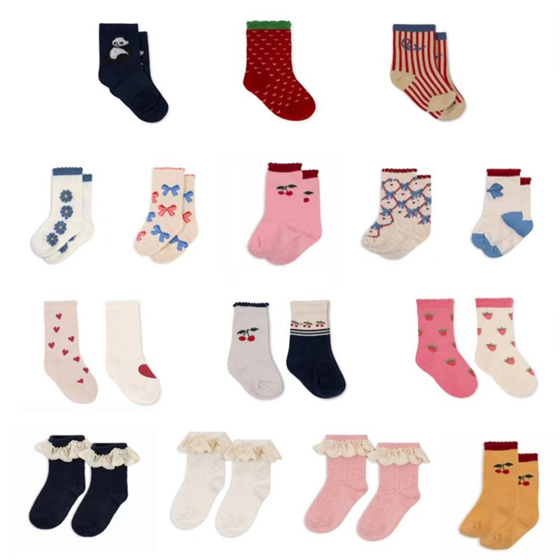 ins爆款2025年KS系列春夏新品 男女儿童花边爱心草莓樱桃短袜