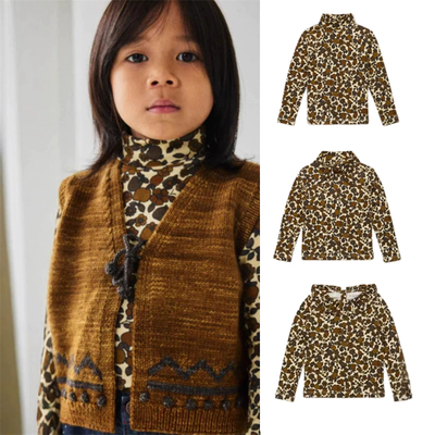 ins爆款25春夏新款mp系列 北欧风男女童复古碎花领结上衣T恤