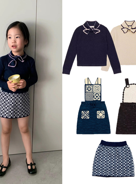 ins爆款25秋冬新款MP系列 儿童男女宝宝毛衣针织衫+背带裙+半身裙