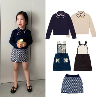 ins爆款25秋冬新款MP系列 儿童男女宝宝毛衣针织衫+背带裙+半身裙