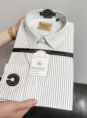 正品200支高端短袖男士长袖格子条纹商务衬衫纯棉免烫正装衬衣