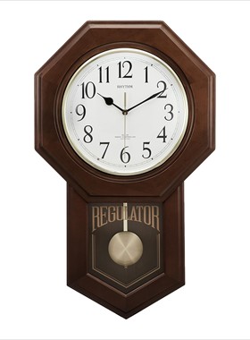 日本量贩 RHYTHM丽声55CM带钟摆电波音乐报时客厅挂钟4MNA06RH06