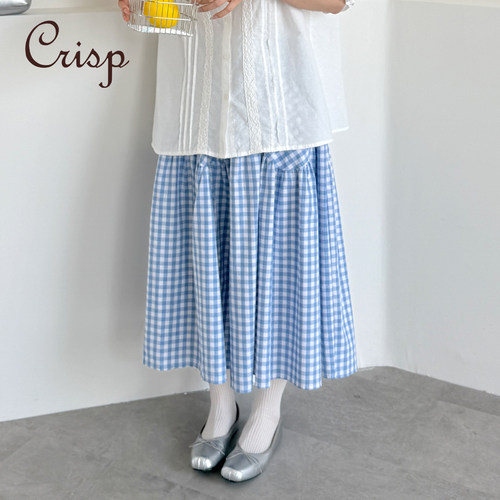 CRISP系复古格子A字半身裙