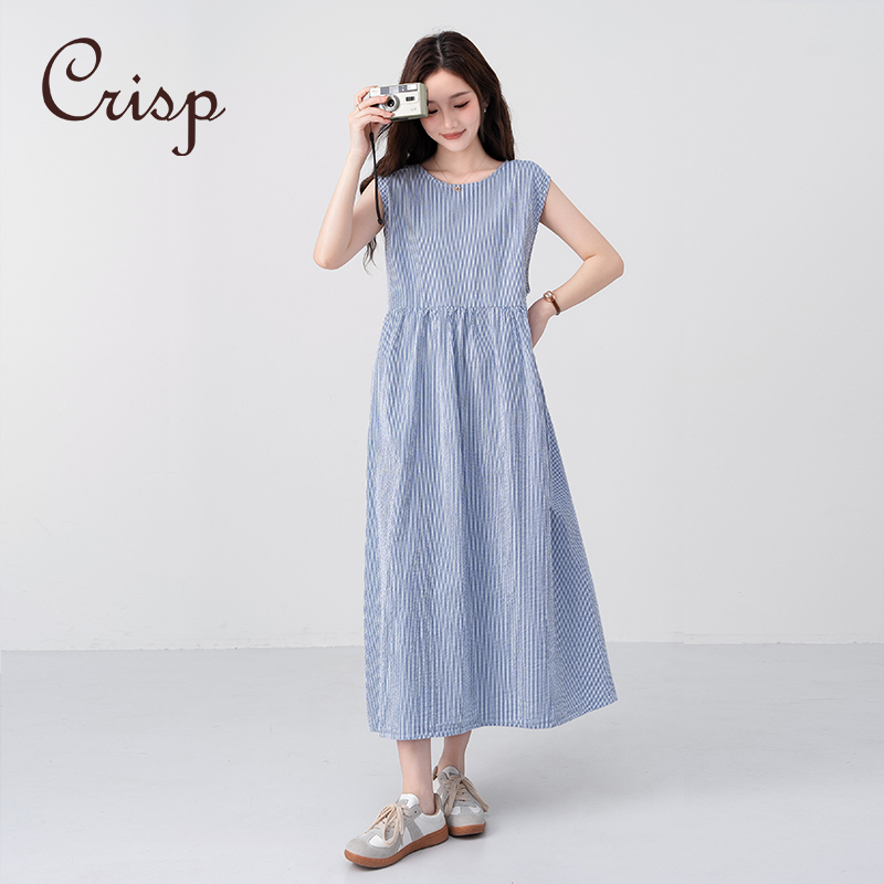 CRISP日系条纹背心连衣裙