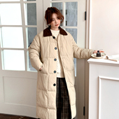 新款 CRISP日系穿搭灯芯绒翻领长款 羽绒服女鸭绒羽绒外套2025冬季