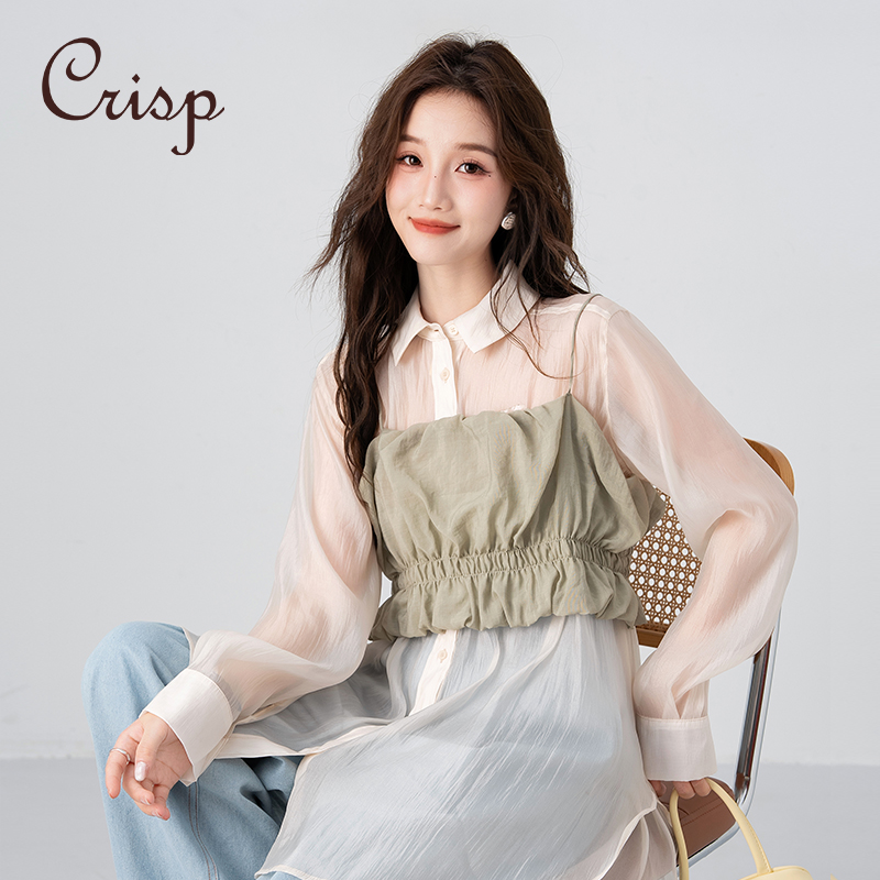 CRISP日系叠穿外穿吊带上衣抹胸