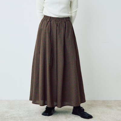 CRISP日系穿搭格纹A字半身裙小个子高腰大摆长款半裙2025秋季新款