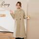 CRISP日系穿搭连帽羊毛大衣女长款 抽绳纯色毛呢外套2024秋冬新款