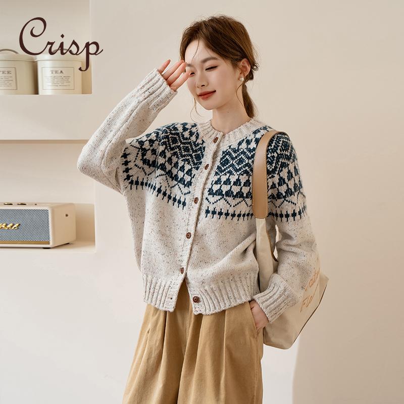 CRISP日系穿搭提花针织开衫