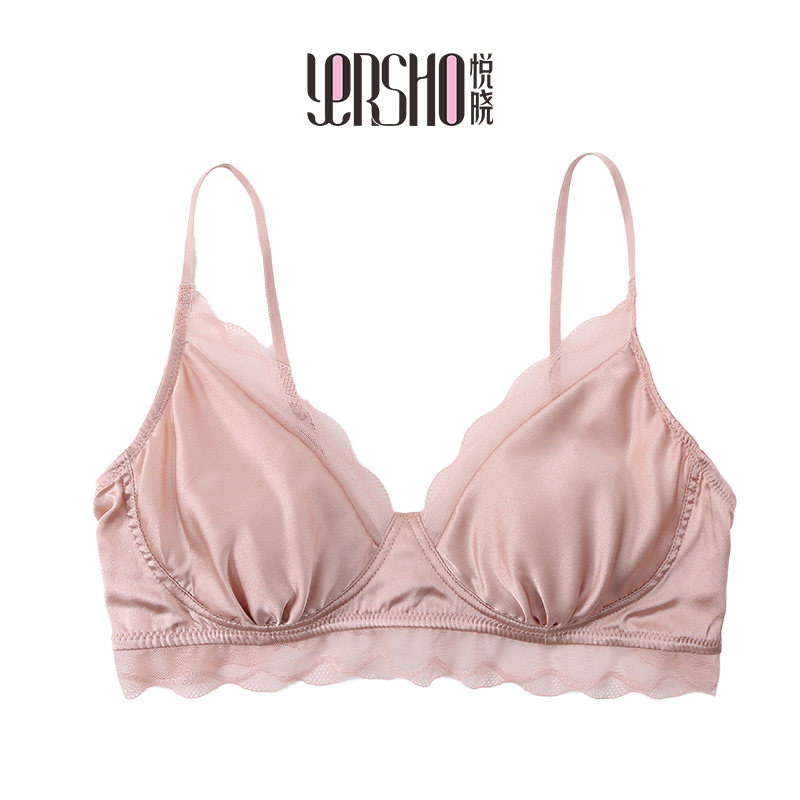 真丝桑蚕丝甜雅轻薄兔耳朵舒适聚拢钢圈胸罩固定薄款2489