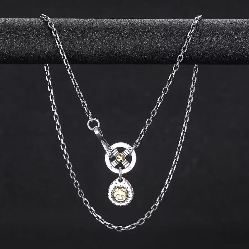 纯银925高桥吾郎十字链情侣羽毛套链个性太角链潮流饰品男女百搭