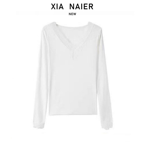 【2025秋冬新款】白色蕾丝边打底衫 2618