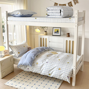 全棉儿童房女孩子草莓135床上1米35床笠款四件套女童三件套床品