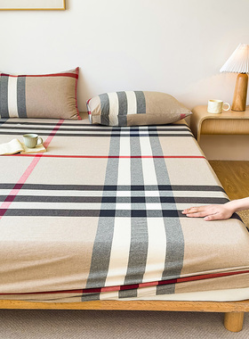 全棉水洗棉条纹1米35 1米5x2米的2米x2米2大床床笠180cmx200cm