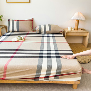 全棉水洗棉条纹1米35 1米5x2米的2米x2米2大床床笠180cmx200cm