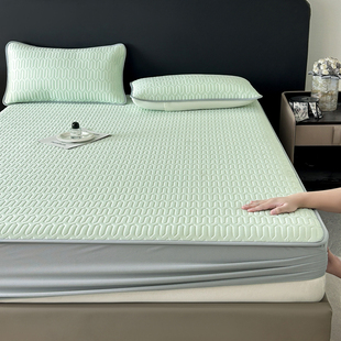 春夏天凉感丝绿蓝紫粉白色2米x2米2大床床笠200cmx220cm2米乘2米2