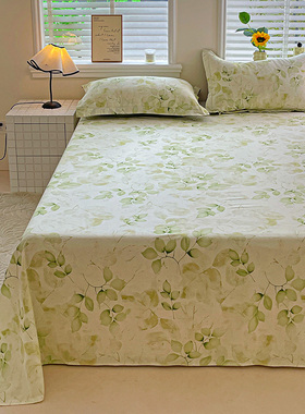 秋冬季加厚全棉磨毛绿色清新2米床大床单250x270纯棉250cmx270cm