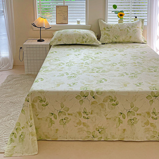 秋冬季加厚全棉磨毛绿色清新2米床大床单250x270纯棉250cmx270cm