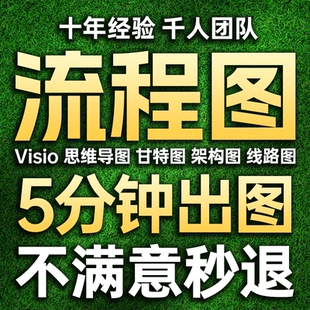 Visio代画流程图制作思维导图组织架构图技术路线图鱼骨图ppt美化