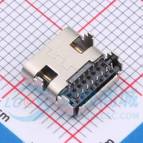 TYPEC-306DDW-ARP16 USB3.1 TypeC16P母座 弯插 带弹片 连接器