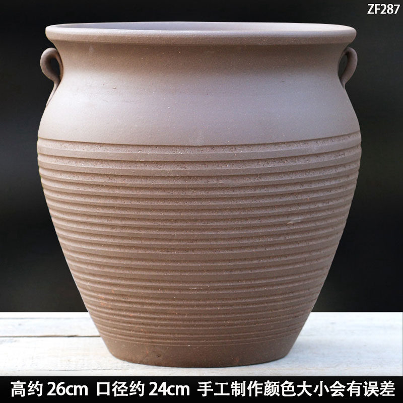 无釉黑陶紫砂陶土透气三角梅花盆大号高温土陶罐月季绣球多肉花盆
