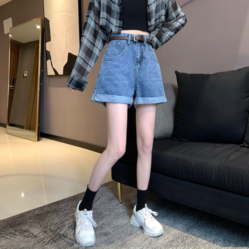 Real price: new mini Retro High waist and thin Wide Leg Denim Shorts in summer 2021