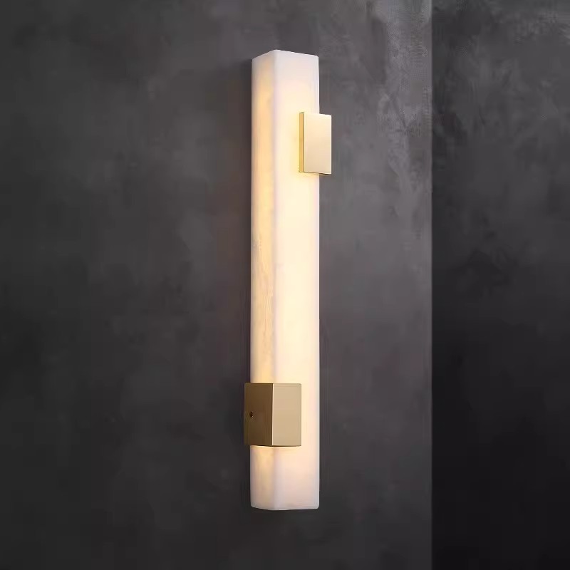 新中式轻奢云石长条背景墙壁灯