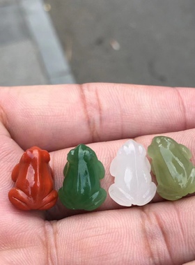 天然和田玉碧玉白玉黄口料南红玛瑙配饰金蟾青蛙