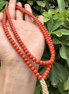 天然四川九口南红玛瑙手链转运老型珠108佛珠手串礼物6MM锦红瓦西