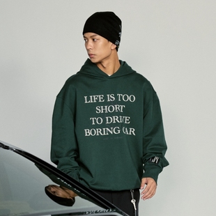 WOW意志驱动汽车文化NBCC拒绝无趣连帽卫衣宽松高级感字母卫衣男