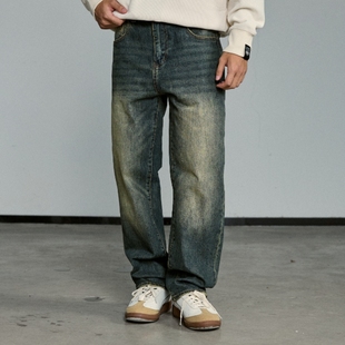 休闲直筒裤 活力车手牛仔裤 男 洗水做旧微弹 WOW意志驱动美式