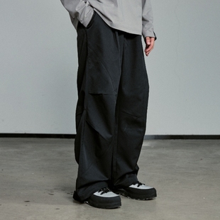 简约潮流直筒长裤 阔感美式 男 驾驶日大空间宽松伞兵裤 意志驱动