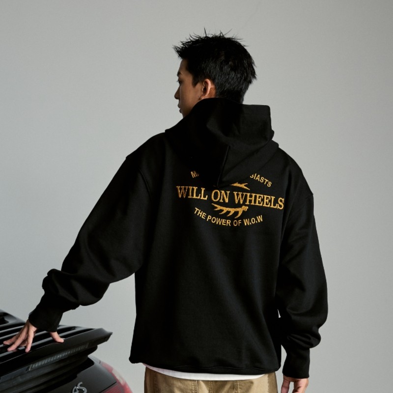 WOW意志驱动热爱认证鹿角纹连帽卫衣美式刺绣重磅宽松卫衣潮牌男