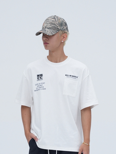 WOW意志驱动 潮牌快干凉感宽松反光印花T恤男 NBCC简约口袋短袖