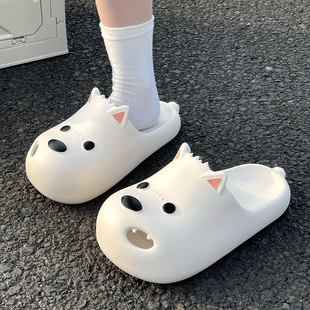 潦草狗包头拖鞋可爱室内居家防滑浴室学生休闲宿舍厚底外穿洞洞鞋