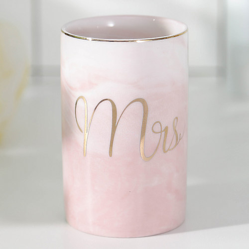 大理石纹牙缸套装简约风陶瓷杯