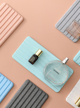 北欧浴室洗漱硅藻土硅藻泥吸水杯垫长方形杯垫卫生间洗手台速干垫