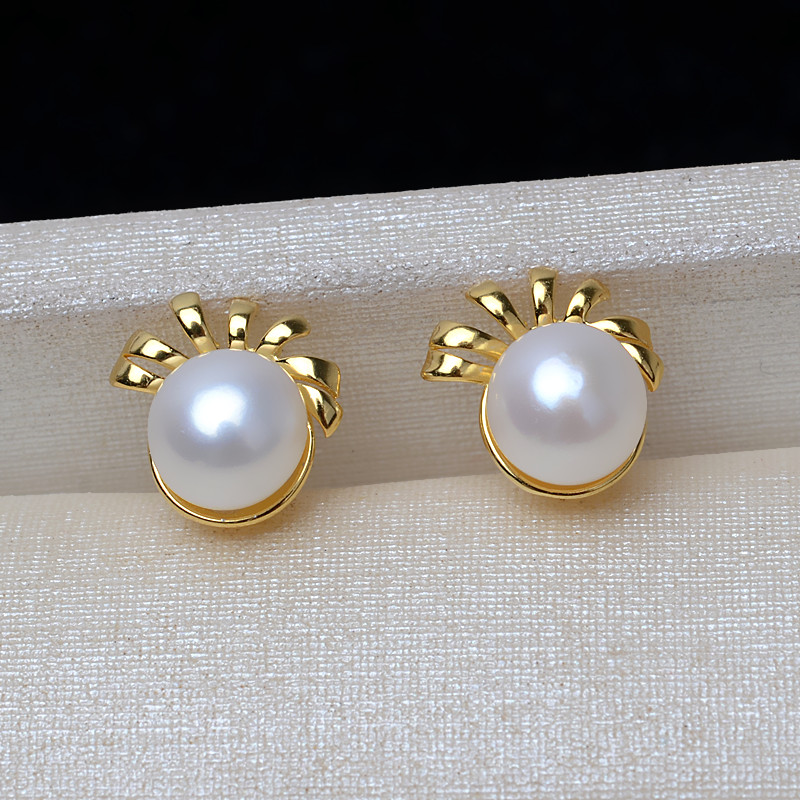 纯银耳饰品时尚风小巧真珍珠