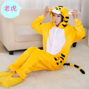 秋冬男女情侣装卡通动物造型老虎连体睡衣服成人恐龙爱情公寓同款