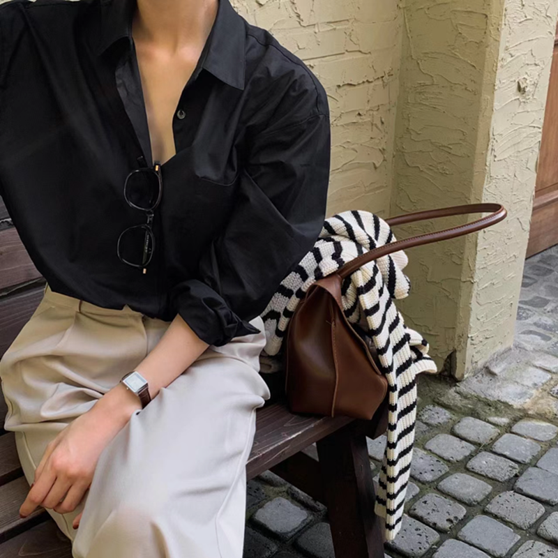 松弛感刚刚好|黑色法式衬衫