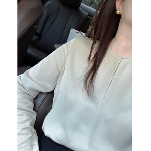 「温柔香草杏」小众设计感圆领长袖衬衫女通勤职场气质体制内穿搭