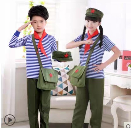 儿童学习雷锋好榜样演出服闪闪的红星舞蹈服小红军红歌合唱服装